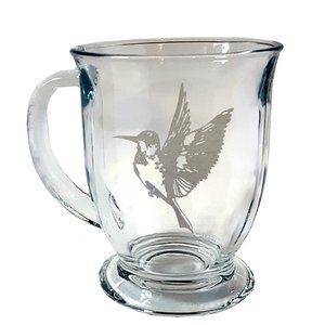 Hummingbird Glass Coffee Mug, 16 ounce Tea Cup